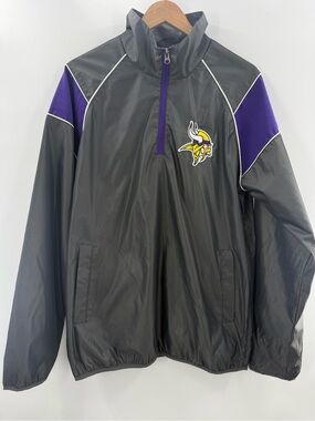 NFL Minnesota Vikings Quarter Zip Pull Over Style Performance Wear Windbreaker M